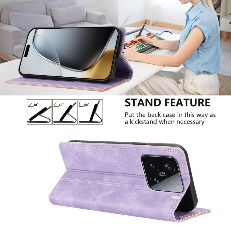 For Xiaomi 15 Skin Feel Two-tone RFID Blocking Vegan Leather Phone Case