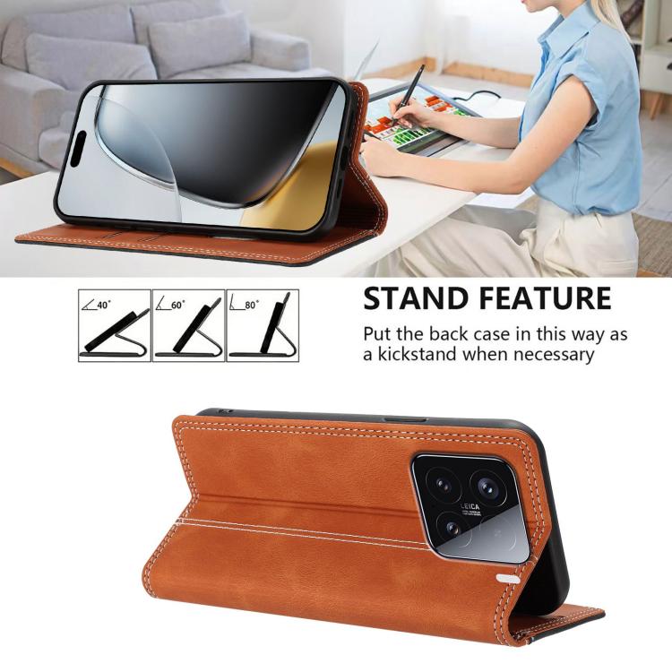 For Xiaomi 15 Skin Feel Two-tone RFID Blocking Vegan Leather Phone Case