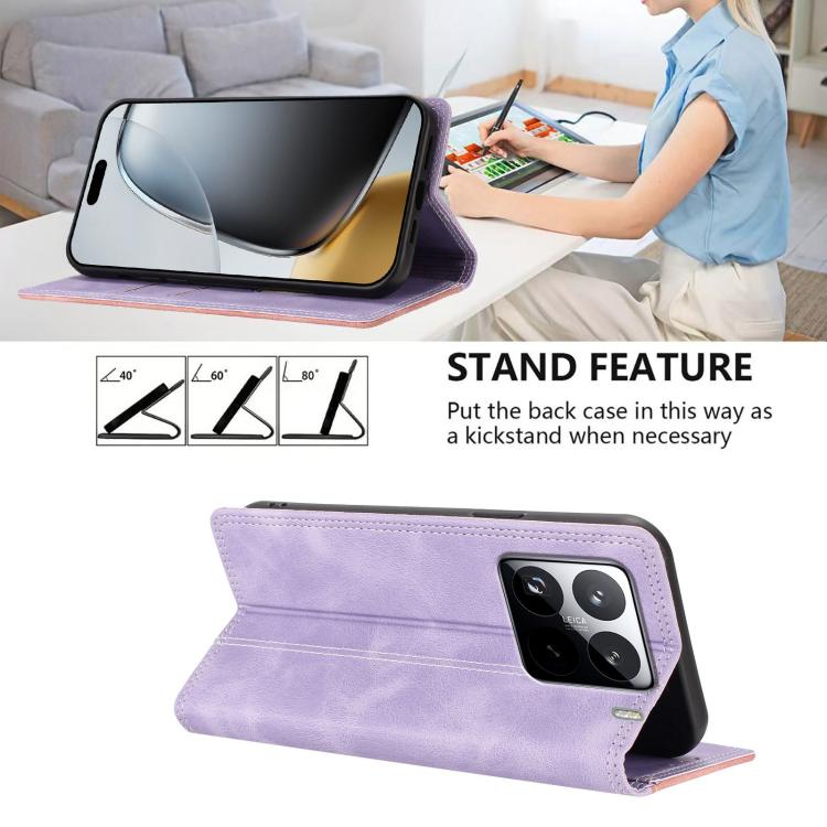 For Xiaomi 15 Pro Skin Feel Two-tone RFID Blocking Vegan Leather Phone Case