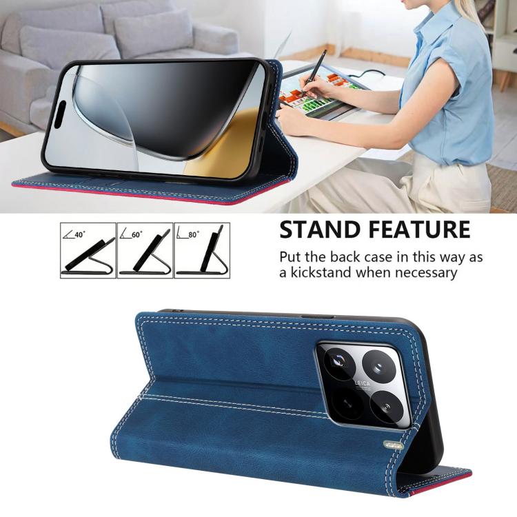 For Xiaomi 15 Pro Skin Feel Two-tone RFID Blocking Vegan Leather Phone Case