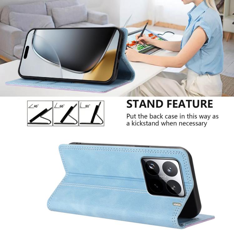 For Xiaomi 15 Pro Skin Feel Two-tone RFID Blocking Vegan Leather Phone Case