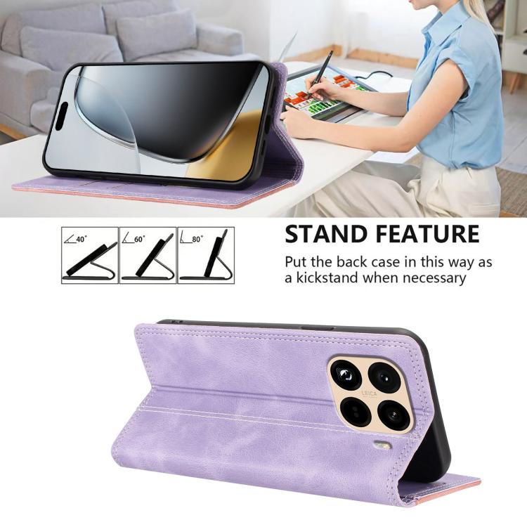 For Xiaomi 15T Pro Skin Feel Two-tone RFID Blocking Vegan Leather Phone Case