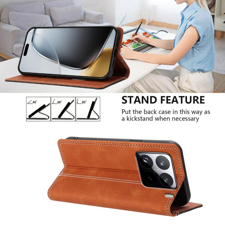 Xiaomi 15S Pro Skin Feel Two-tone RFID Blocking Vegan Leather Phone Case
