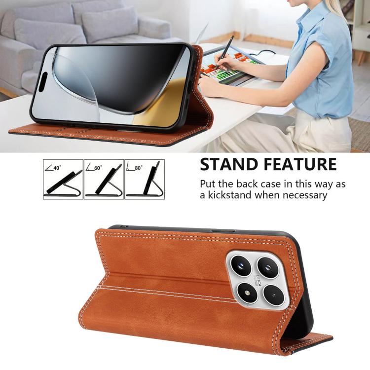 For Xiaomi 17 Skin Feel Two-tone RFID Blocking Vegan Leather Phone Case