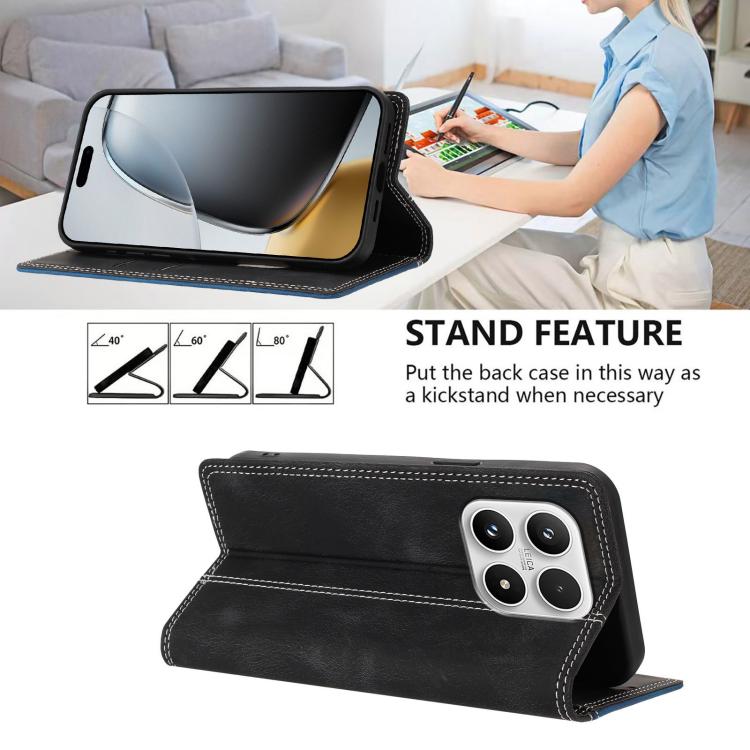 For Xiaomi 17 Skin Feel Two-tone RFID Blocking Vegan Leather Phone Case