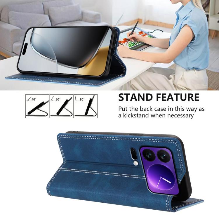 For Xiaomi 17 Pro Skin Feel Two-tone RFID Blocking Vegan Leather Phone Case