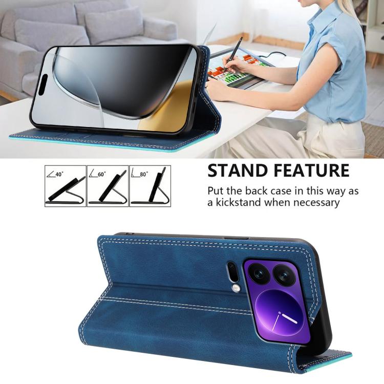 For Xiaomi 17 Pro Skin Feel Two-tone RFID Blocking Vegan Leather Phone Case