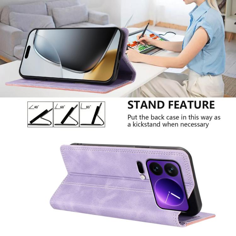 For Xiaomi 17 Pro Skin Feel Two-tone RFID Blocking Vegan Leather Phone Case
