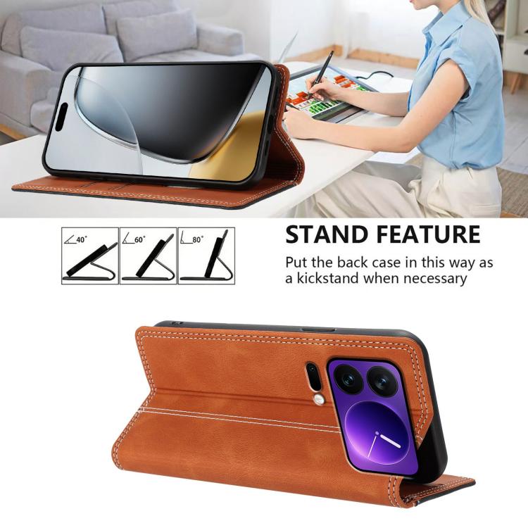 For Xiaomi 17 Pro Skin Feel Two-tone RFID Blocking Vegan Leather Phone Case