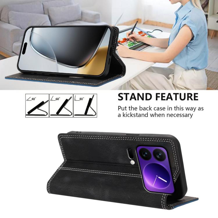 For Xiaomi 17 Pro Skin Feel Two-tone RFID Blocking Vegan Leather Phone Case