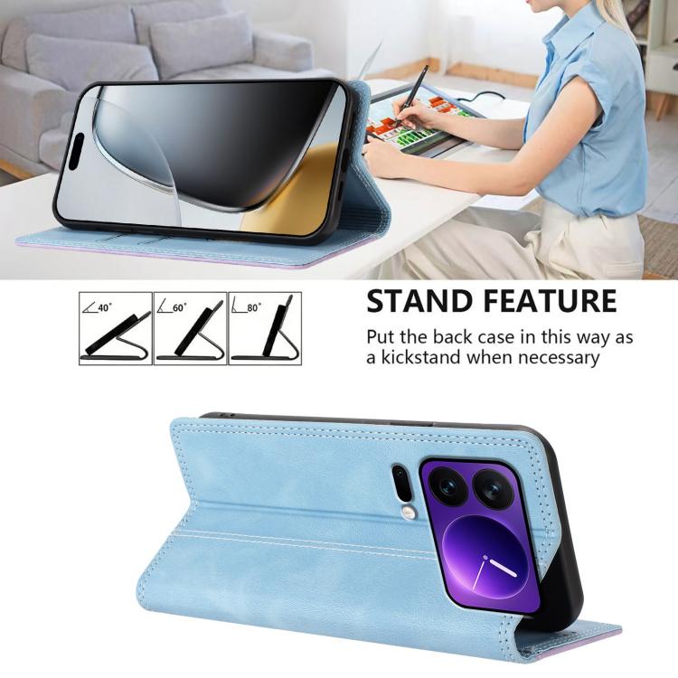 For Xiaomi 17 Pro Skin Feel Two-tone RFID Blocking Vegan Leather Phone Case