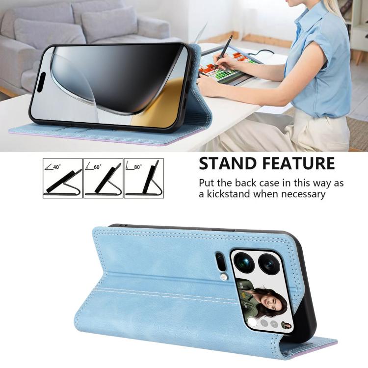 For Xiaomi 17 Pro Max Skin Feel Two-tone RFID Blocking Vegan Leather Phone Case