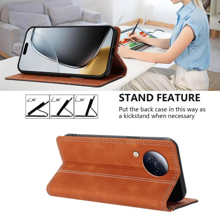 For Xiaomi Civi 3 Skin Feel Two-tone RFID Blocking Vegan Leather Phone Case