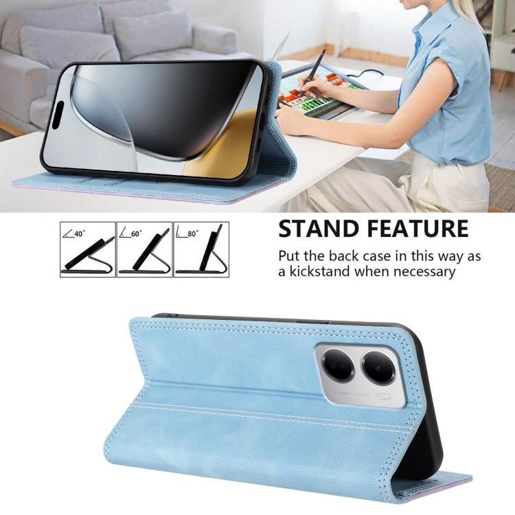 For Redmi 15a 5G Skin Feel Two-tone RFID Blocking Vegan Leather Phone Case