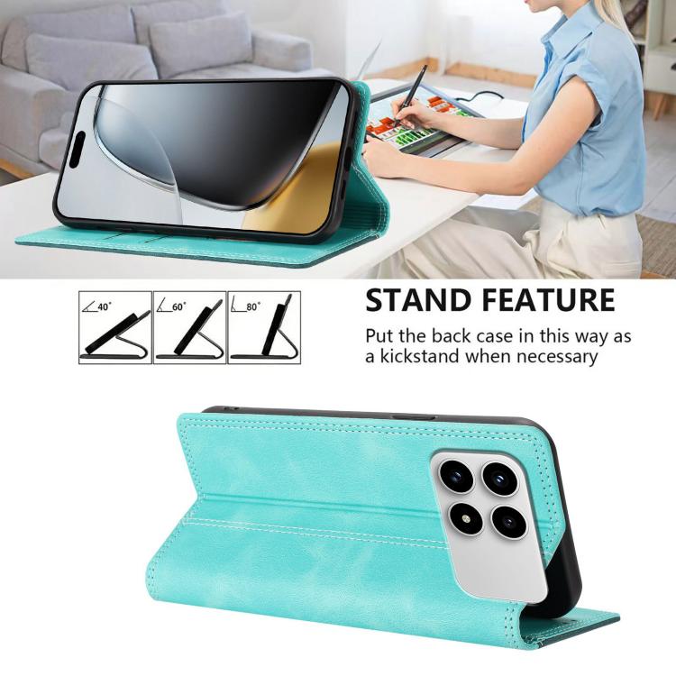 For Redmi K90 / Poco F8 Pro Skin Feel Two-tone RFID Blocking Vegan Leather Phone Case