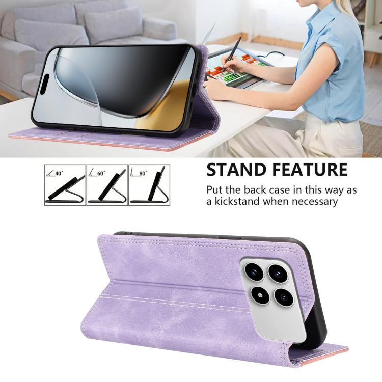 For Redmi K90 / Poco F8 Pro Skin Feel Two-tone RFID Blocking Vegan Leather Phone Case