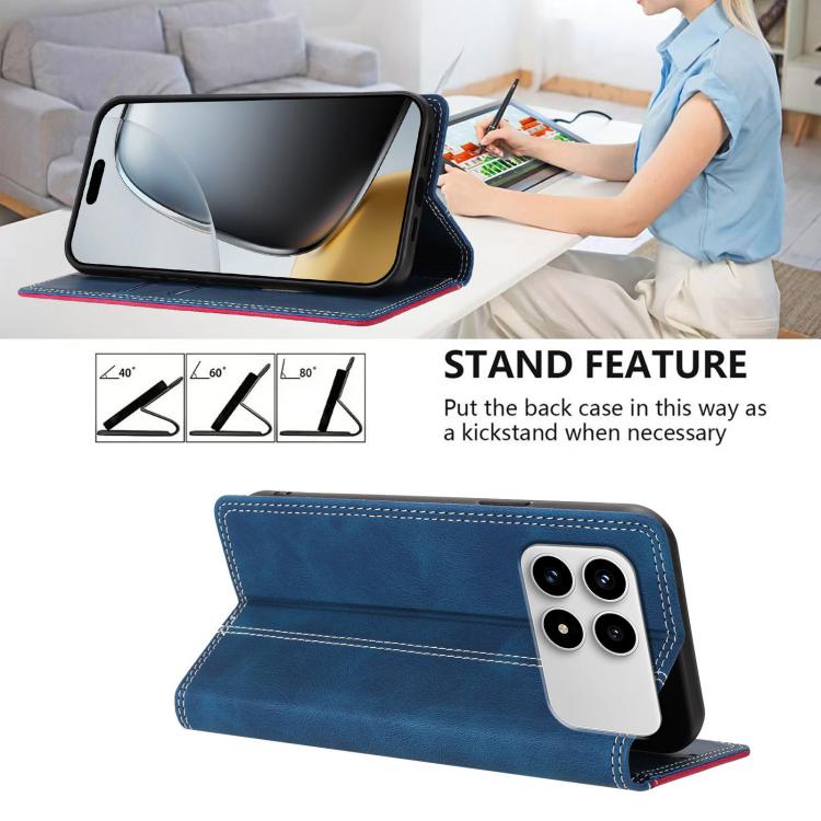 For Redmi K90 / Poco F8 Pro Skin Feel Two-tone RFID Blocking Vegan Leather Phone Case