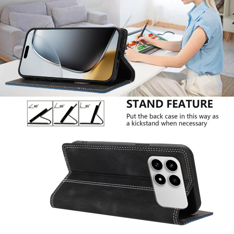 For Redmi K90 / Poco F8 Pro Skin Feel Two-tone RFID Blocking Vegan Leather Phone Case