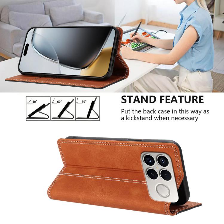 For Redmi K90 Pro Max / Poco F8 Ultra Skin Feel Two-tone RFID Blocking Vegan Leather Phone Case