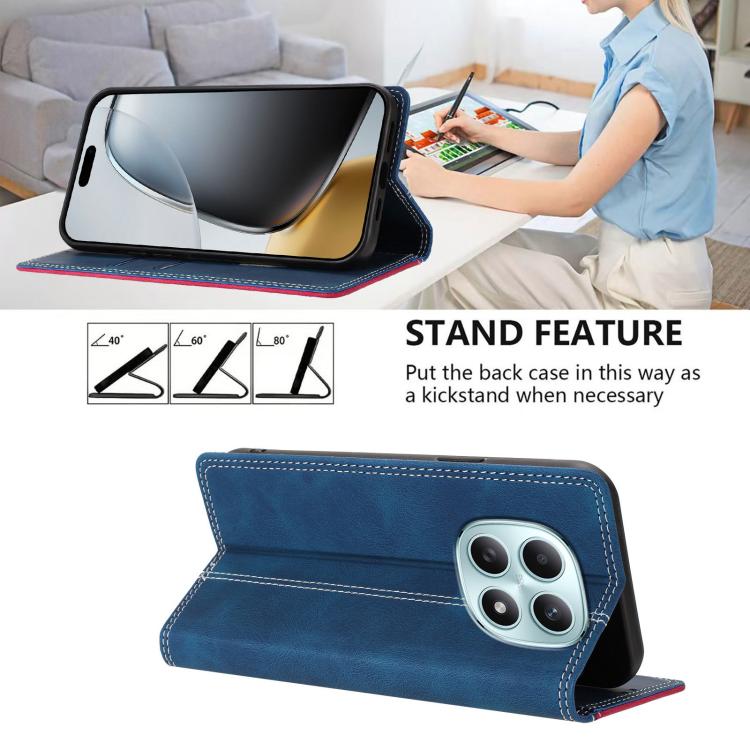 For Redmi Note 15 4G / 5G Global 164mm Skin Feel Two-tone RFID Blocking Vegan Leather Phone Case