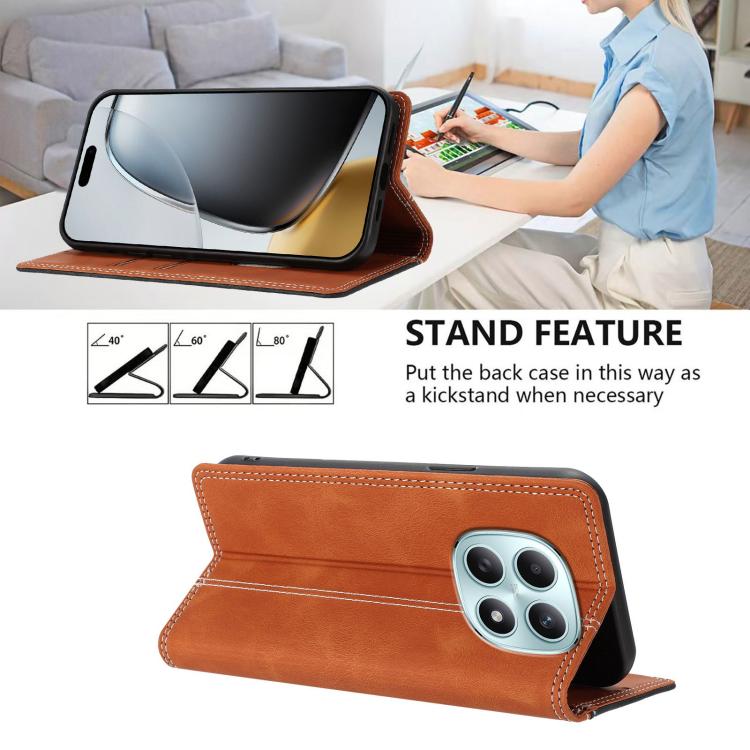 For Redmi Note 15 4G / 5G Global 164mm Skin Feel Two-tone RFID Blocking Vegan Leather Phone Case