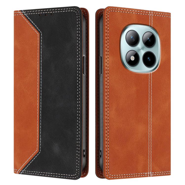 For Redmi Note 15 Pro+ 5G Global 163.3mm Skin Feel Two-tone RFID Blocking Vegan Leather Phone Case