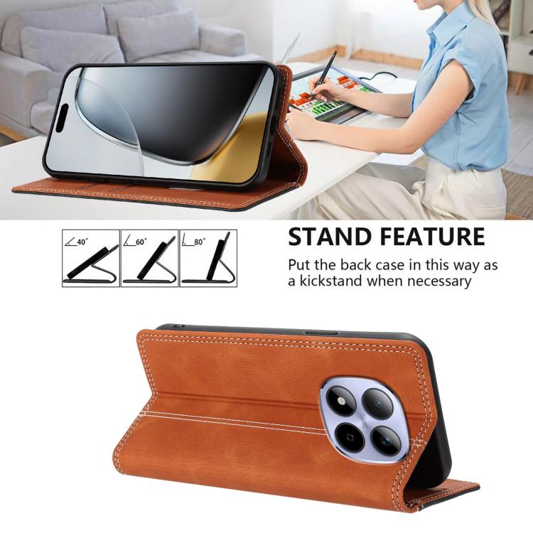 For Redmi Note 15 Pro 5G Global 163.6mm Skin Feel Two-tone RFID Blocking Vegan Leather Phone Case