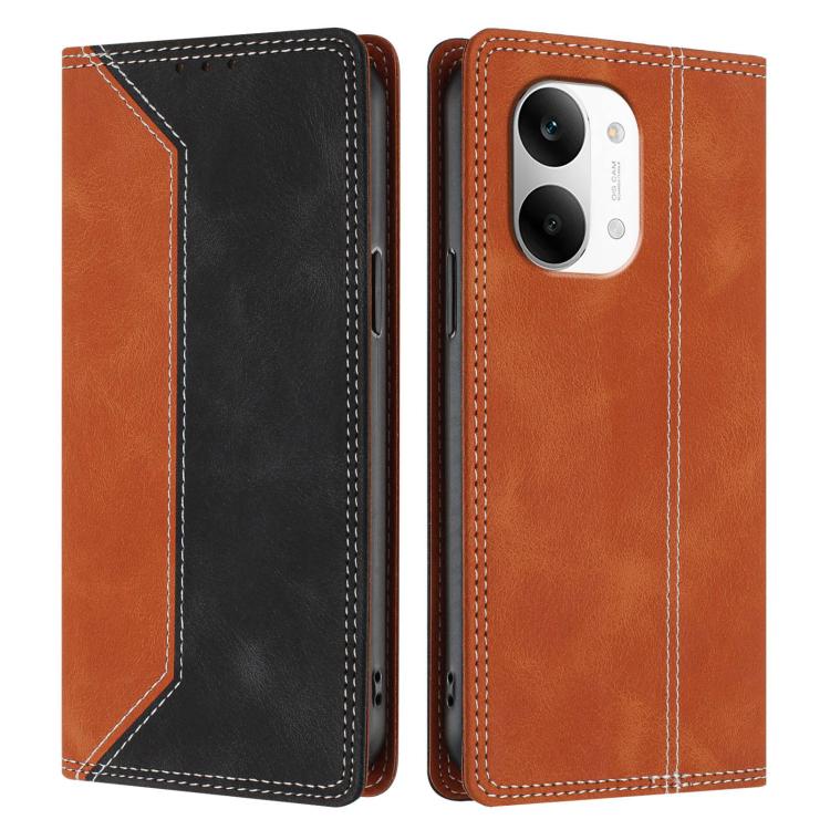 For Redmi Turbo 5 Max / Poco X8 Pro Max 5G Skin Feel Two-tone RFID Blocking Vegan Leather Phone Case