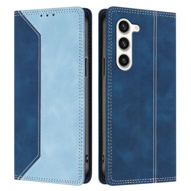 For Galaxy S23+ 5G Skin Feel Two-tone RFID Blocking Vegan Leather Phone Case