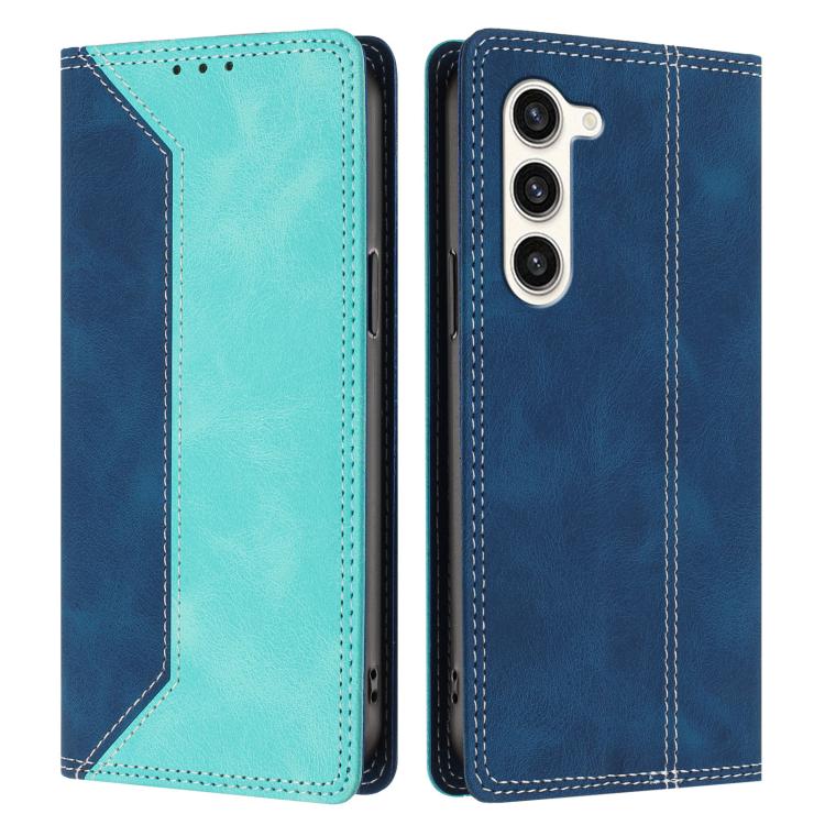 For Galaxy S23+ 5G Skin Feel Two-tone RFID Blocking Vegan Leather Phone Case
