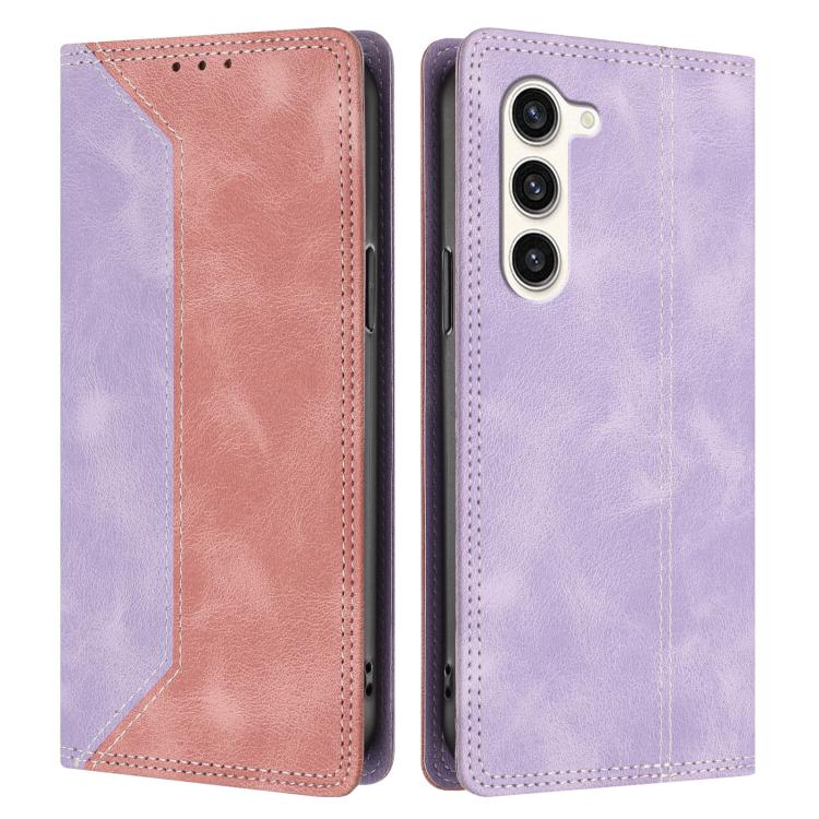 For Galaxy S23+ 5G Skin Feel Two-tone RFID Blocking Vegan Leather Phone Case