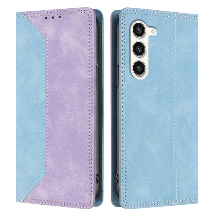 For Galaxy S23+ 5G Skin Feel Two-tone RFID Blocking Vegan Leather Phone Case