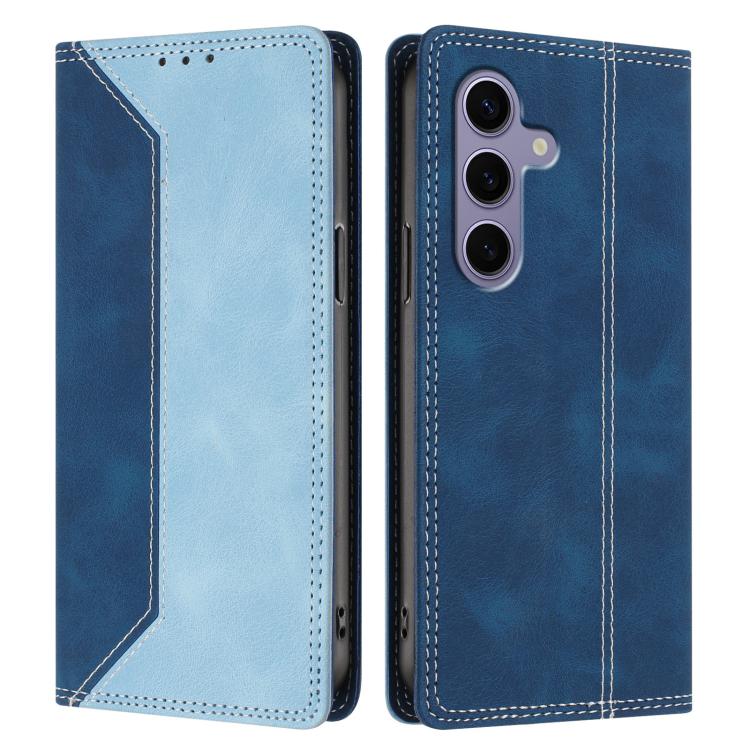For Galaxy S24 FE 5G Skin Feel Two-tone RFID Blocking Vegan Leather Phone Case