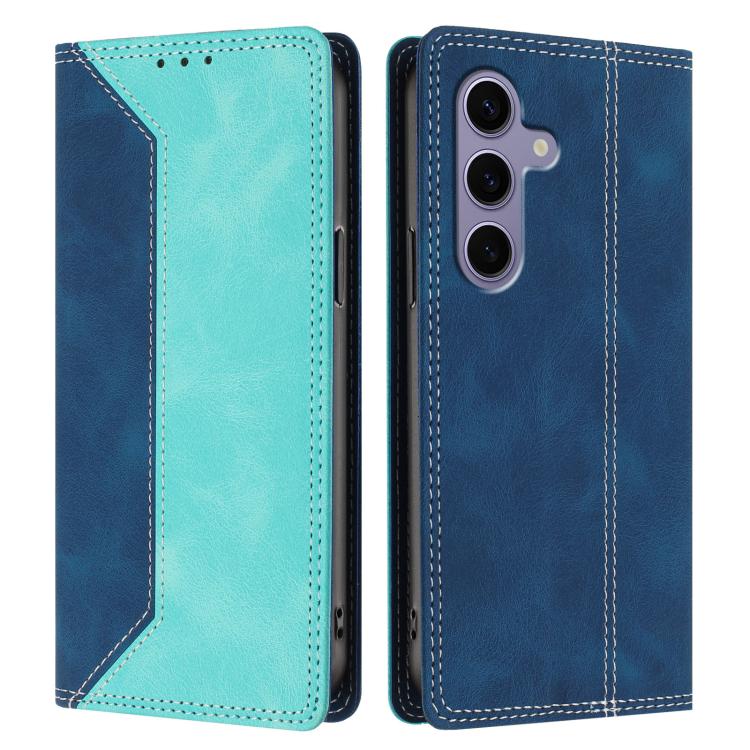 For Galaxy S24 FE 5G Skin Feel Two-tone RFID Blocking Vegan Leather Phone Case