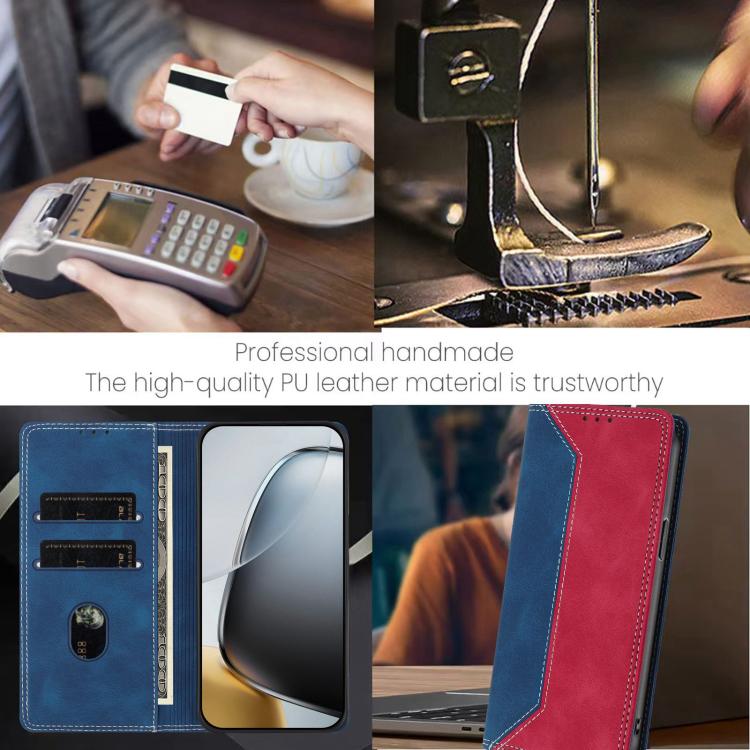 For Galaxy S24 FE 5G Skin Feel Two-tone RFID Blocking Vegan Leather Phone Case