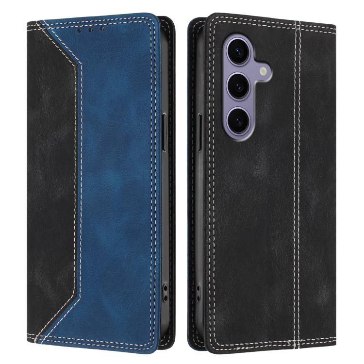 For Galaxy S24 FE 5G Skin Feel Two-tone RFID Blocking Vegan Leather Phone Case