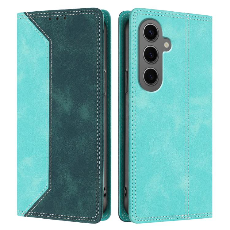 For Galaxy S24+ 5G Skin Feel Two-tone RFID Blocking Vegan Leather Phone Case