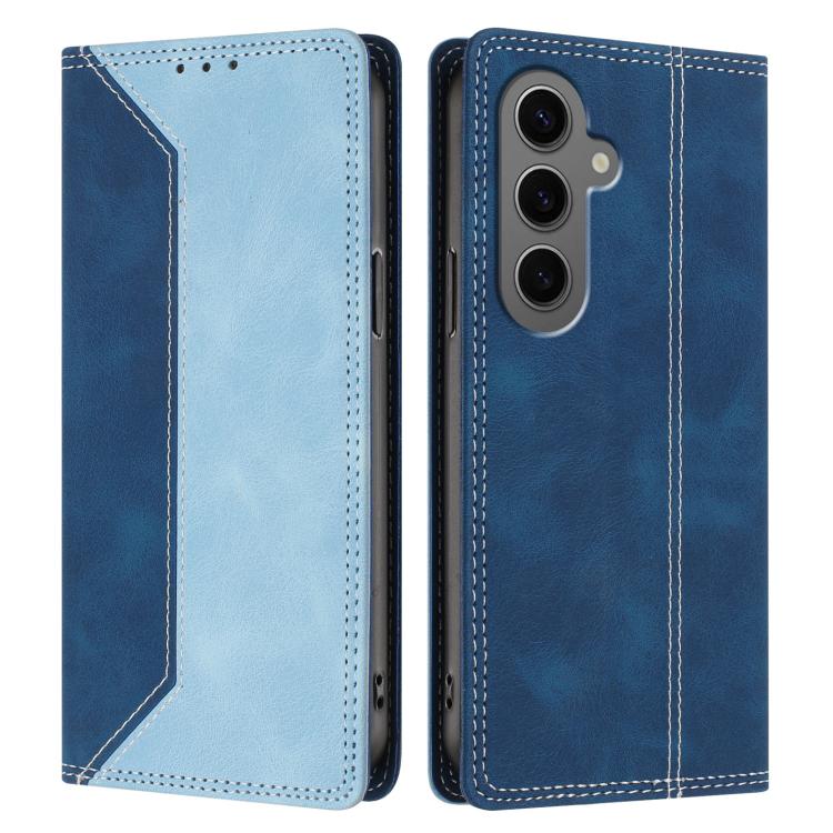 For Galaxy S24+ 5G Skin Feel Two-tone RFID Blocking Vegan Leather Phone Case