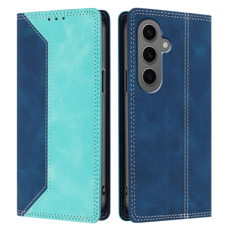 For Galaxy S24+ 5G Skin Feel Two-tone RFID Blocking Vegan Leather Phone Case