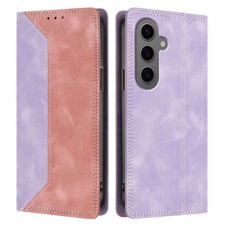 For Galaxy S24+ 5G Skin Feel Two-tone RFID Blocking Vegan Leather Phone Case