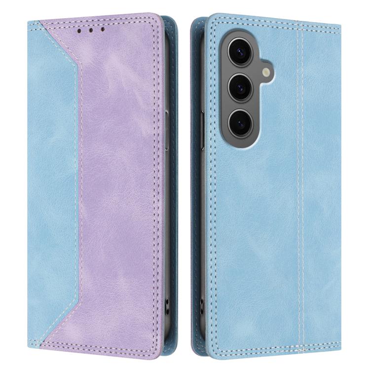 For Galaxy S24+ 5G Skin Feel Two-tone RFID Blocking Vegan Leather Phone Case