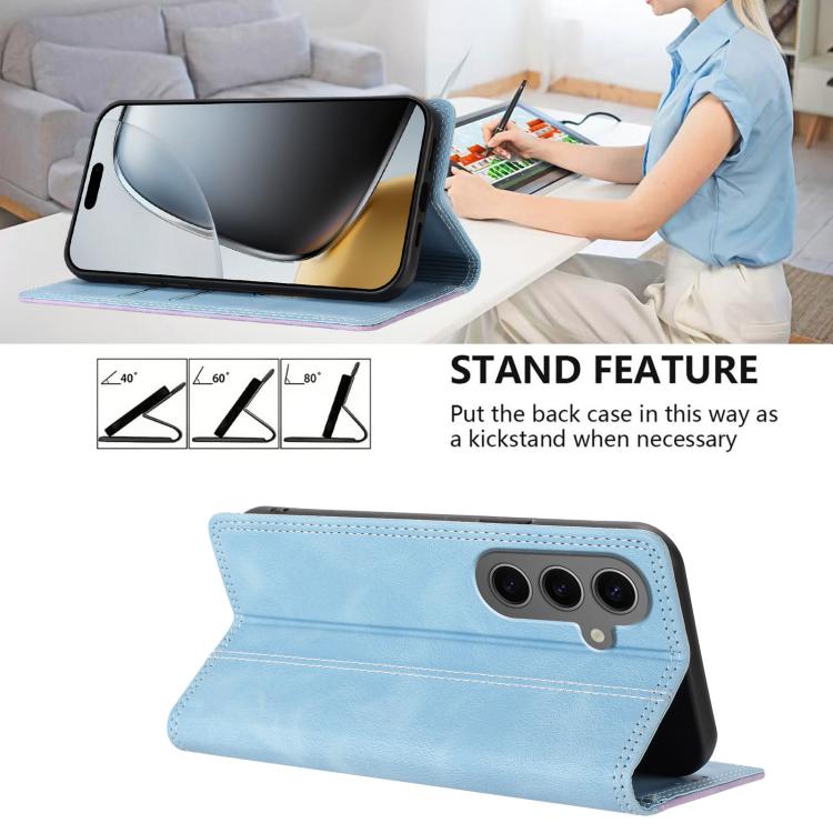 For Galaxy S24+ 5G Skin Feel Two-tone RFID Blocking Vegan Leather Phone Case