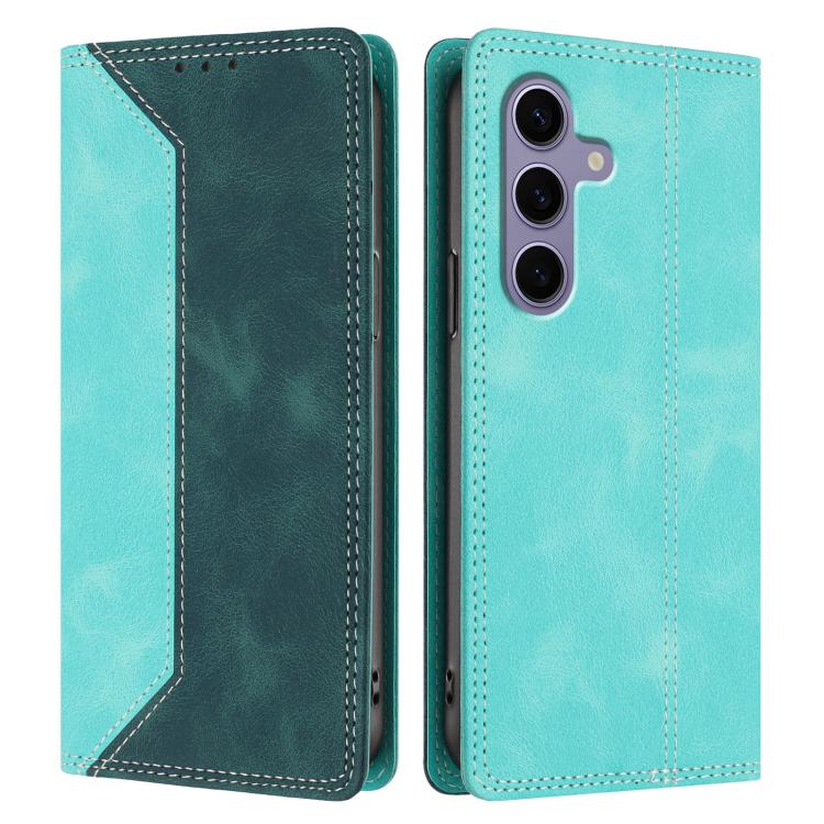 For Galaxy S25 5G Skin Feel Two-tone RFID Blocking Vegan Leather Phone Case