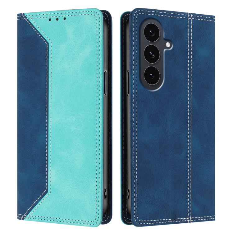 For Galaxy S25 FE 5G Skin Feel Two-tone RFID Blocking Vegan Leather Phone Case