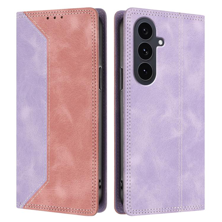 For Galaxy S25 FE 5G Skin Feel Two-tone RFID Blocking Vegan Leather Phone Case