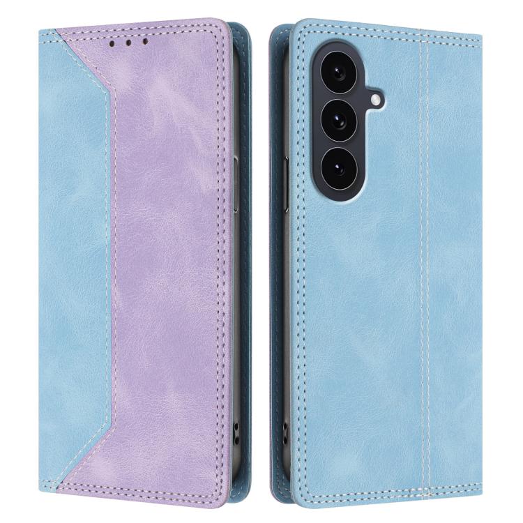 For Galaxy S25 FE 5G Skin Feel Two-tone RFID Blocking Vegan Leather Phone Case
