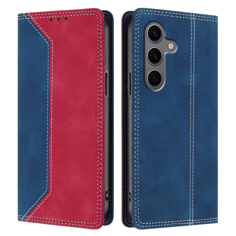 For Galaxy S25+ 5G Skin Feel Two-tone RFID Blocking Vegan Leather Phone Case