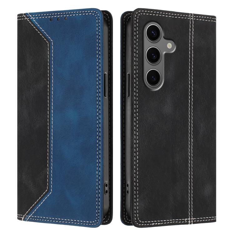 For Galaxy S25+ 5G Skin Feel Two-tone RFID Blocking Vegan Leather Phone Case