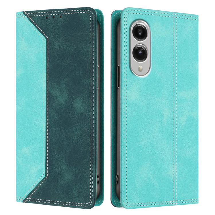 For Galaxy S25 Edge 5G Skin Feel Two-tone RFID Blocking Vegan Leather Phone Case