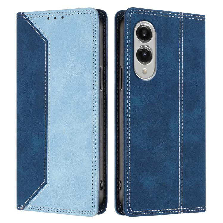 For Galaxy S25 Edge 5G Skin Feel Two-tone RFID Blocking Vegan Leather Phone Case